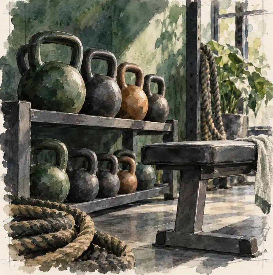 Illustration of fitness businesses equipment and workspace