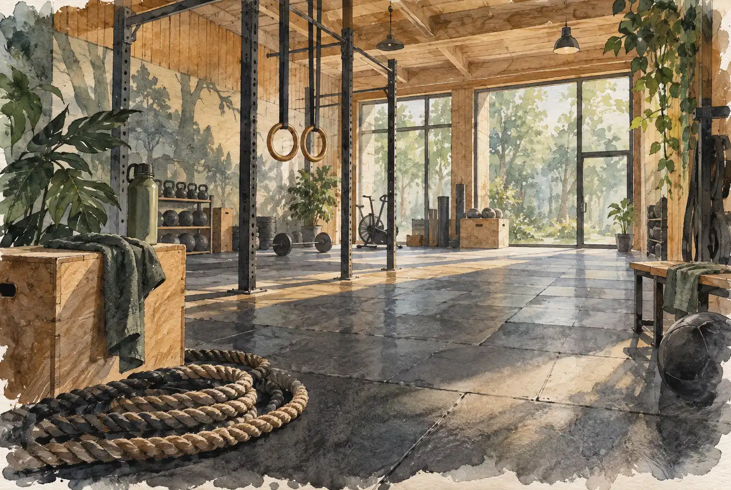 Illustration of fitness businesses and their working space