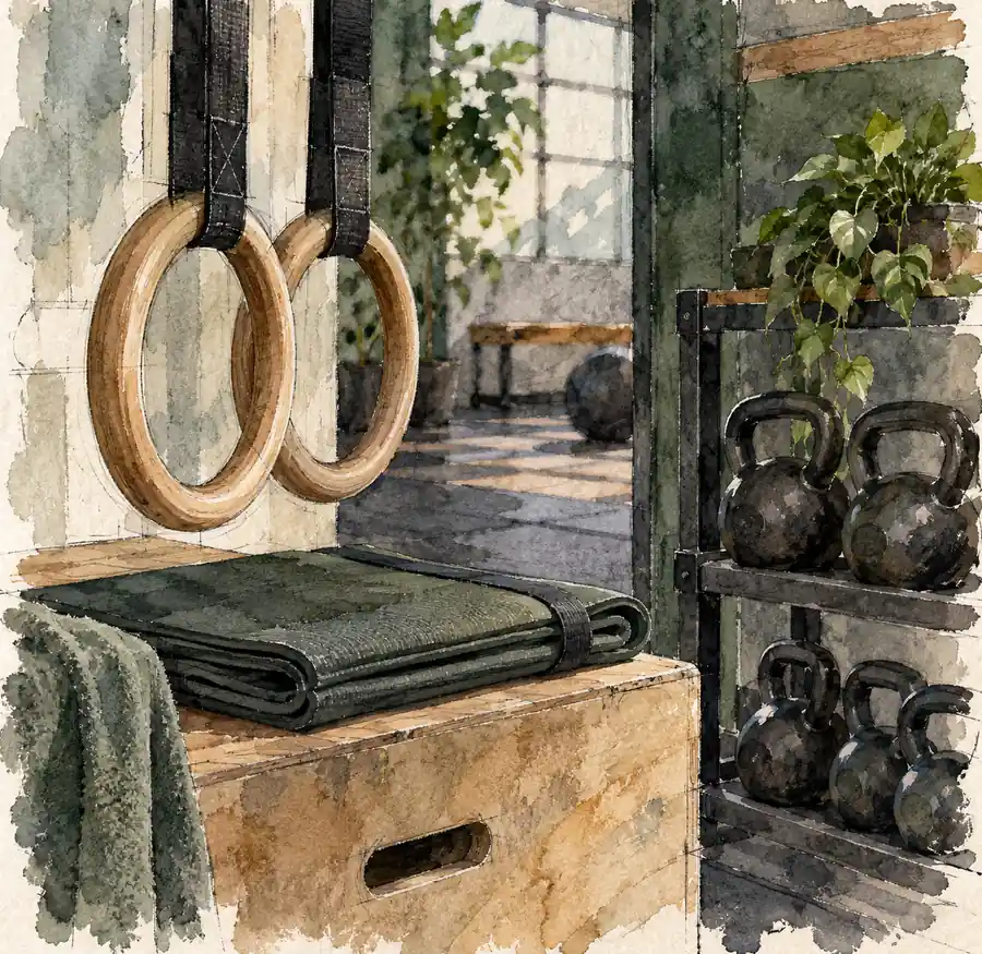 Illustration of fitness businesses equipment and workspace